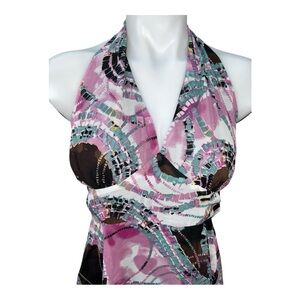 JUSTFAB Pink and Black Halter Dress New size L (runs one size smaller, Size M)